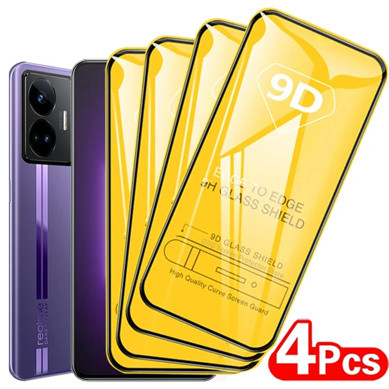 4PCS Full Cover Screen Protector For Realme GT NEO 5 3T 2T GT 2 Pro Master 9D Tempered Glass For Realme Narzo 50A 50 Prime Class