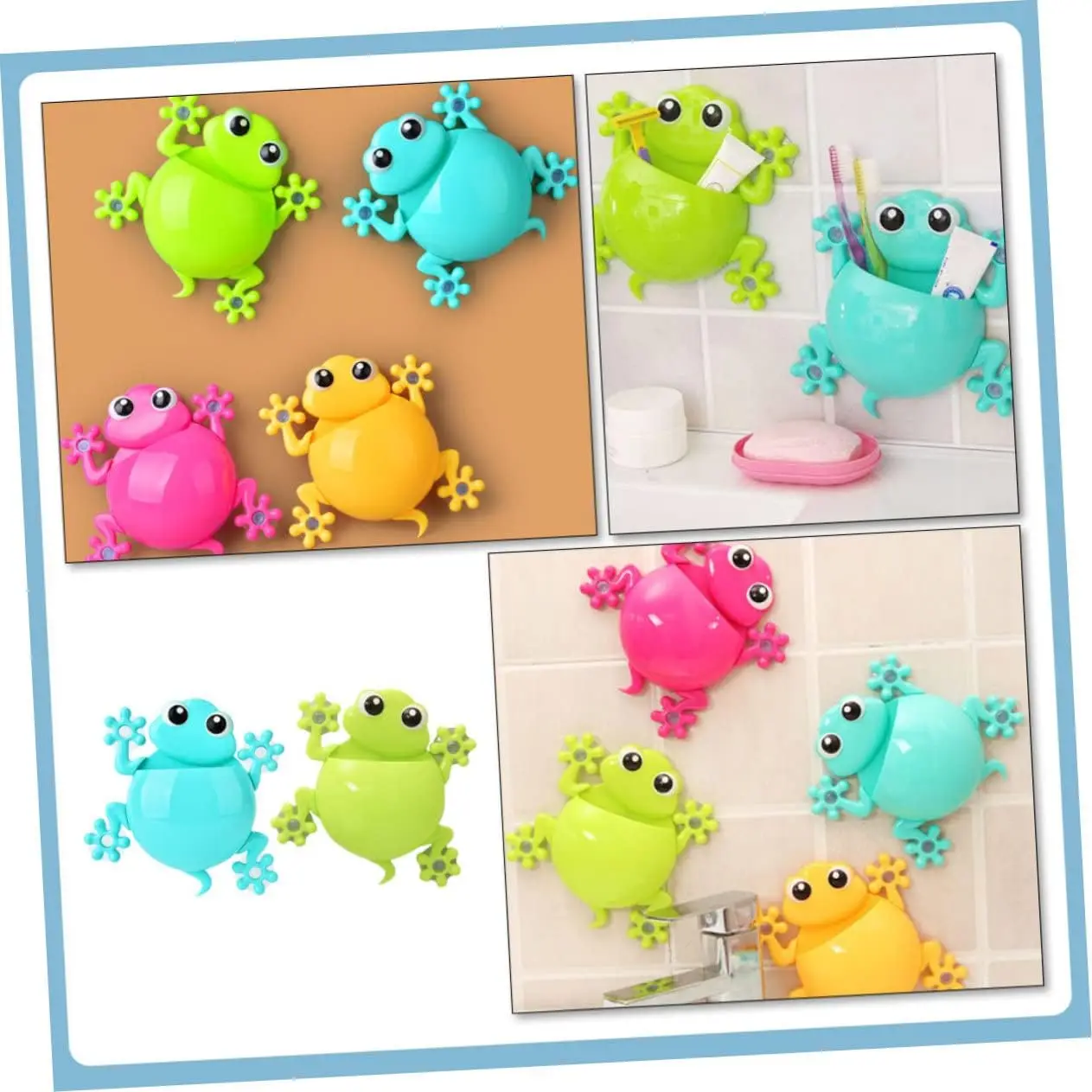 Wall Mount Kids Toothbrush Toothpaste Holder Cartoon Shaped Suction Cup Bathroom Accessories Storage Organiser For Decorations