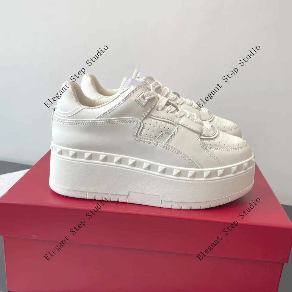 

Women's Shoes Free Leather Dots Calfskin Sneakers XL Lace-up Platform