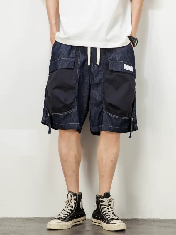 

American Trendy Brand Men's Denim Five-Quarter orts Casual Multi-ket Workwear Loose Fit Breathable Summer New Arrival