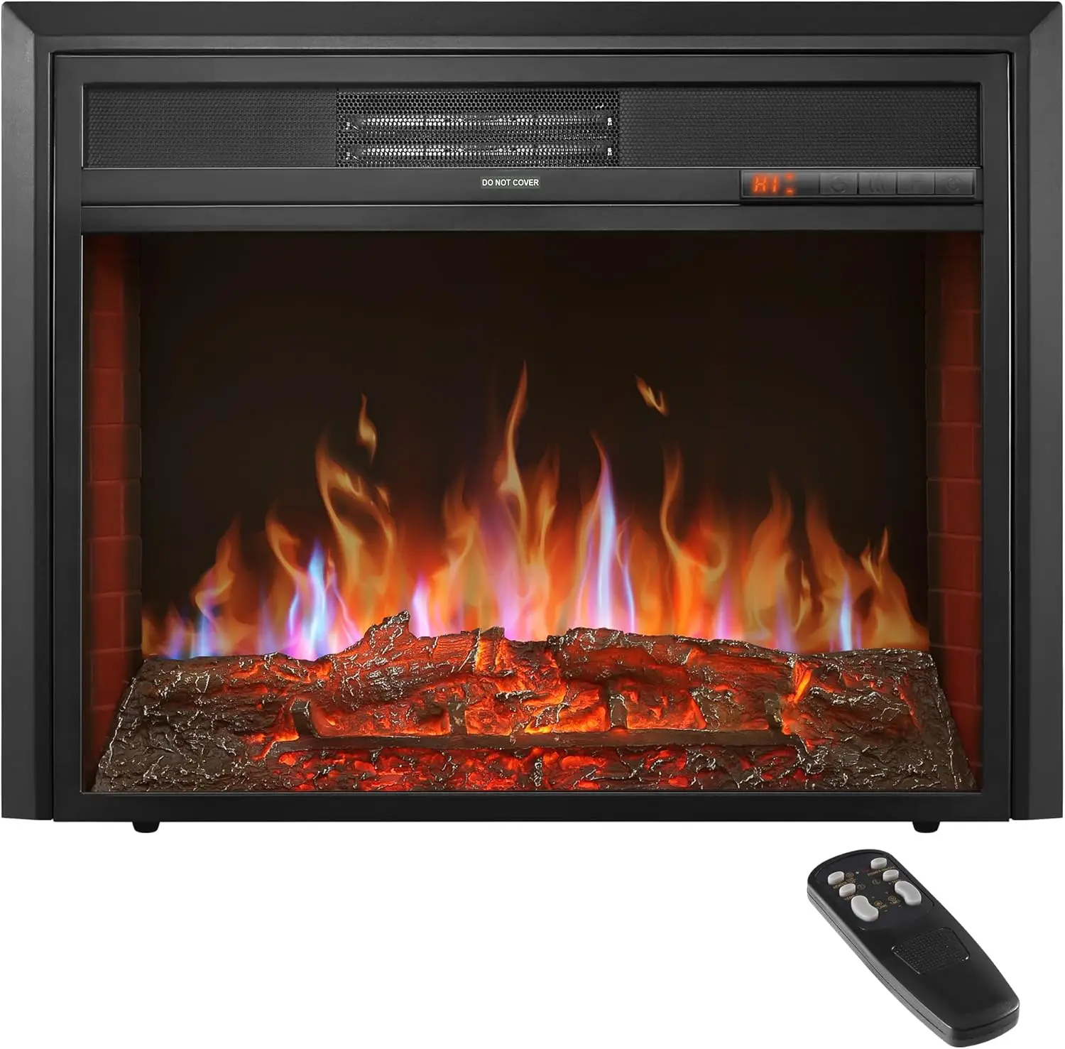 

28" Electric Fireplace Insert with Remote, Timer & Adjustable Flames - Black, 750/1500W Heater