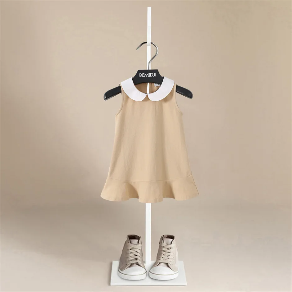 Summer Sleeveless Vest Baby Girl Dress Doll Collar A-Line Princess Dress Casual  Simple Clothing Kid Outfit Infant Personality