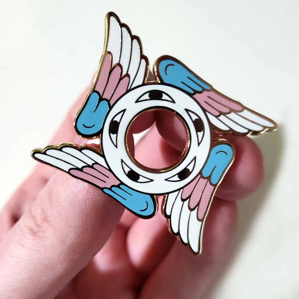 Cartoon Seraph Transgender Pride Ophanim Angel Eyes Enamel Badge Brooch Backpack Collar Lapel Pins Jewelry Brooch Party Gift Pin