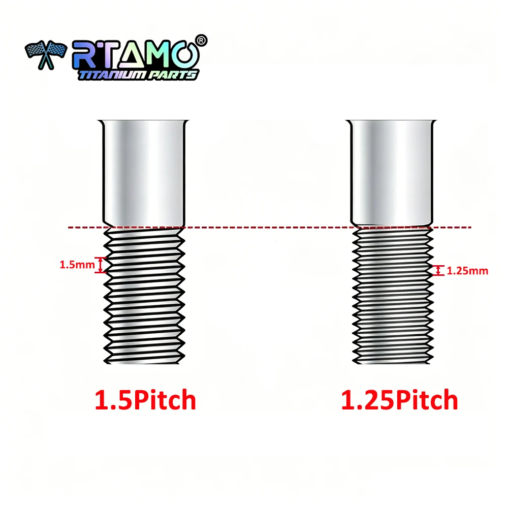 RTAMO Titanschraube M10X20/25/30/35/40/45/50/55/60/65/70/75 mm 1,25/1,5 Teilung Kegelkopfschraube für Fahrrad, Motorrad, modifiziert – Detail 1
