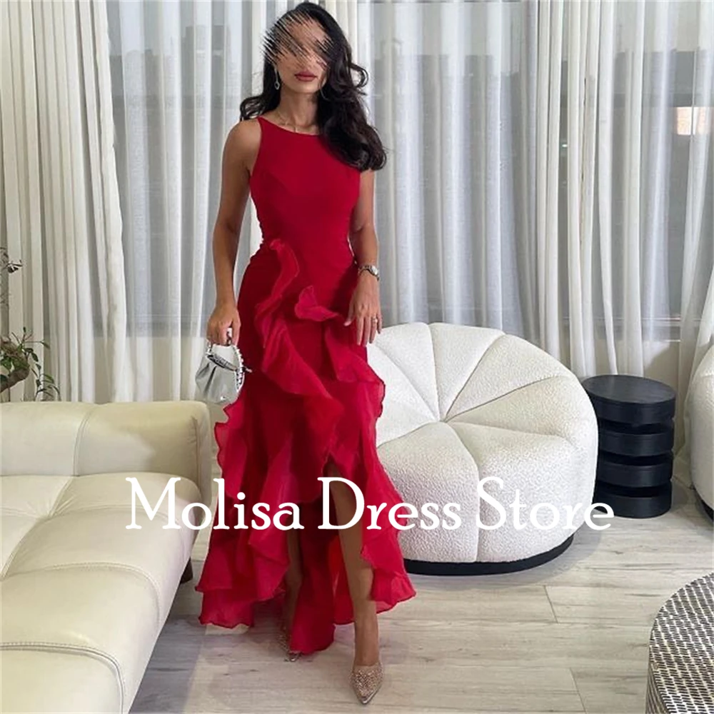 Simple Spaghetti strap Red Mermaid Satin Prom Dress Women Floor-length Evening Party Gown Formal Occasion Dresses  فساتين السهرة