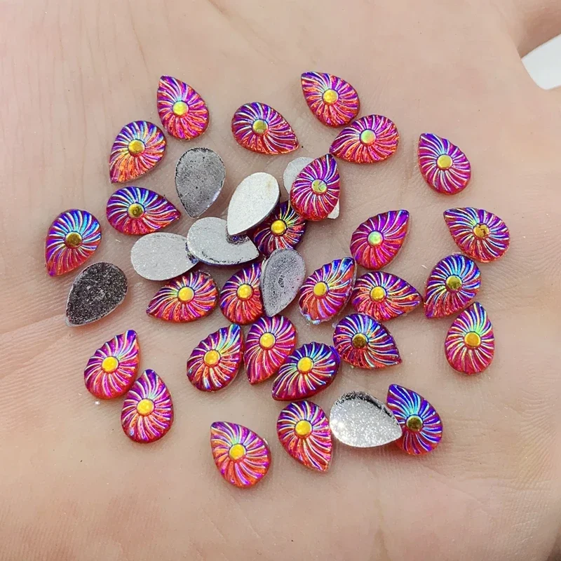 6*9mm AB Crystal Flat Back Water drop Rhinestones Resin Gems Glue Beads Non Sewing Crystal Stones for DIY Crafts 80pcs -HE24