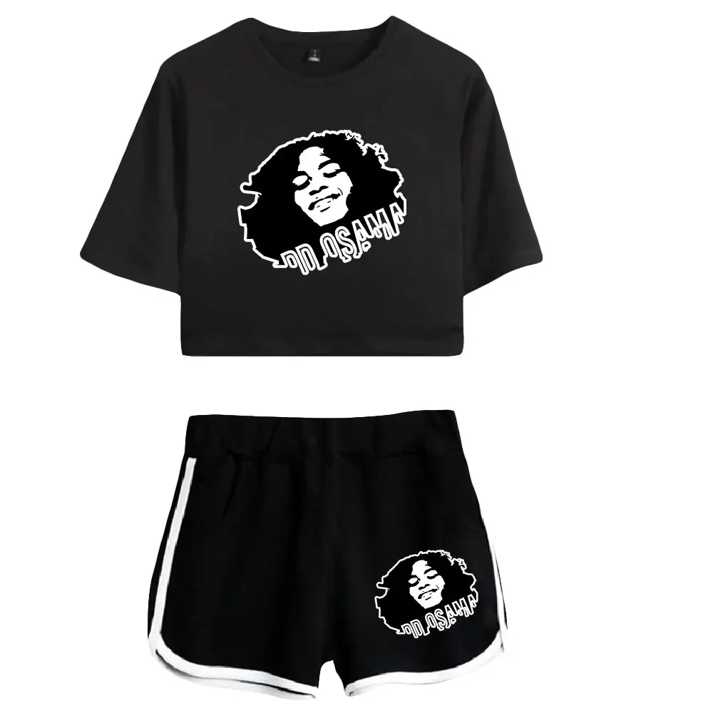 

Summer Women's Sets Rapper DD Osama Short Sleeve Crop Top + Shorts Sweat Suits Women Tracksuits Two Piece Outfits Streetwear