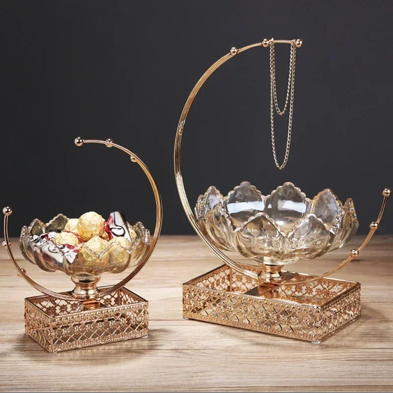 Crystal glass moon petal fruit plate creative room coffee table decoration jewelry storage candy plate home decor Arts ornaments