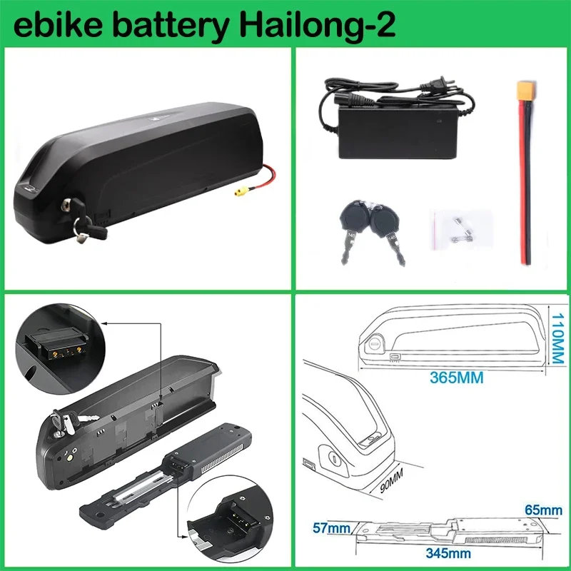 Original 48V Battery 48V 50AH 52V 40Ah ebike Battery 36V 30Ah Hailong Max 40A Smart BMS 350W 500W 750W 1000W 1500W 18650 Cells