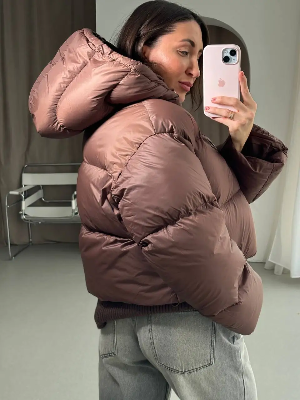 Hooded Cropped Puffer Jacket Black Burgundy Women 2023 Winter Puffy White Duck Down Thickened Coat