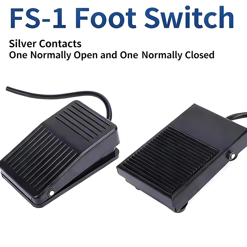 Foot Pedal Switch TFS-1, Heavy Duty 10A 250V/380V, Self-Resetting, Metal/Plastic Shell for Industrial Control Machine Control