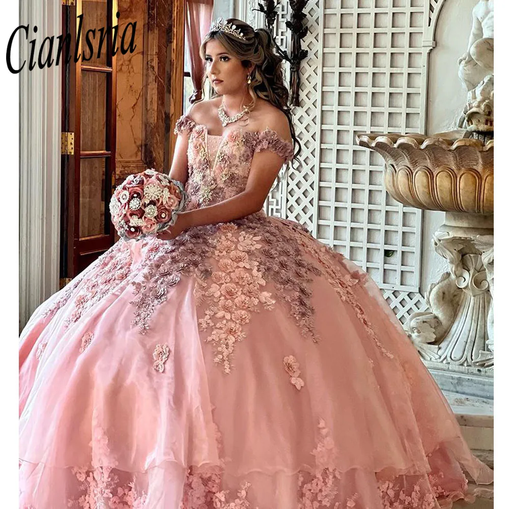 Sparkly Prinzessin Ballkleid Quinceanera Kleider 2022 Off Schulter Pailletten Appliques Süße 16 Kleid Vestidos De 15 Años Prom Party