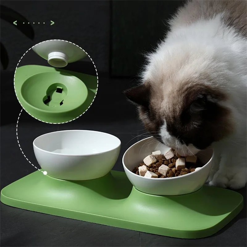 Madden Pet Neck Guard Feeding Double Bowl Anti-upset Adjustable Cat Dog Single Double Bowl Feeding Water Non-slip Cat Food Bowl