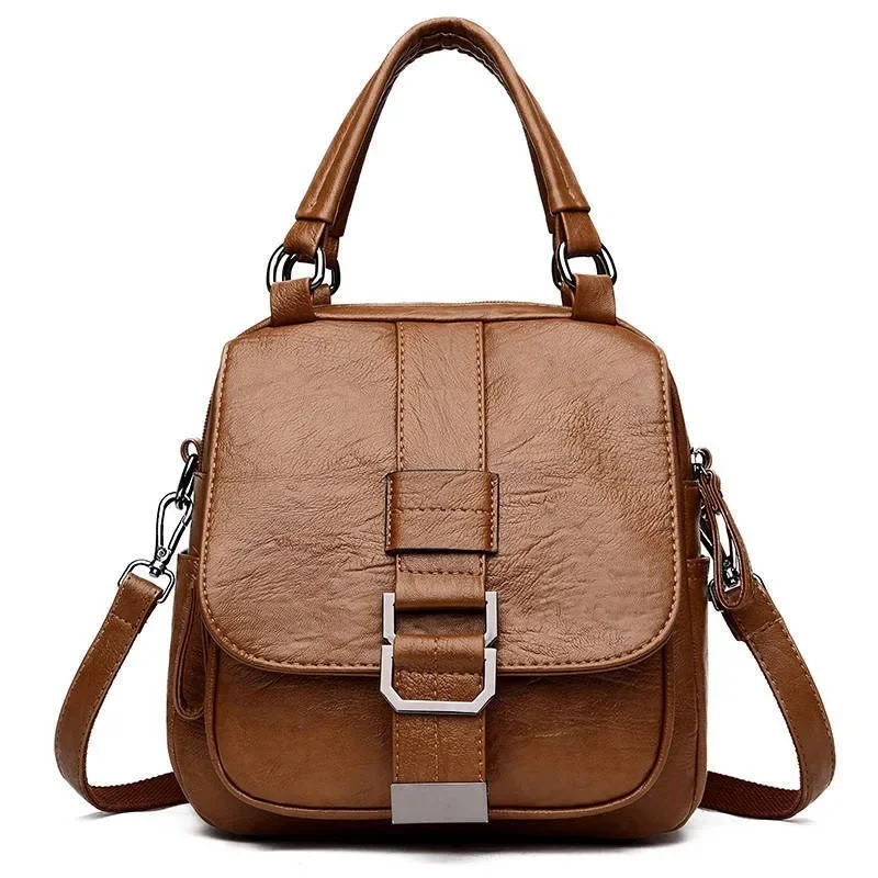 2023 New Fashion Soft Leather Backpack Women\'s Korean Edition Three-Purpose Crossbody Tote Bag Single-shoulder Bag Handbag