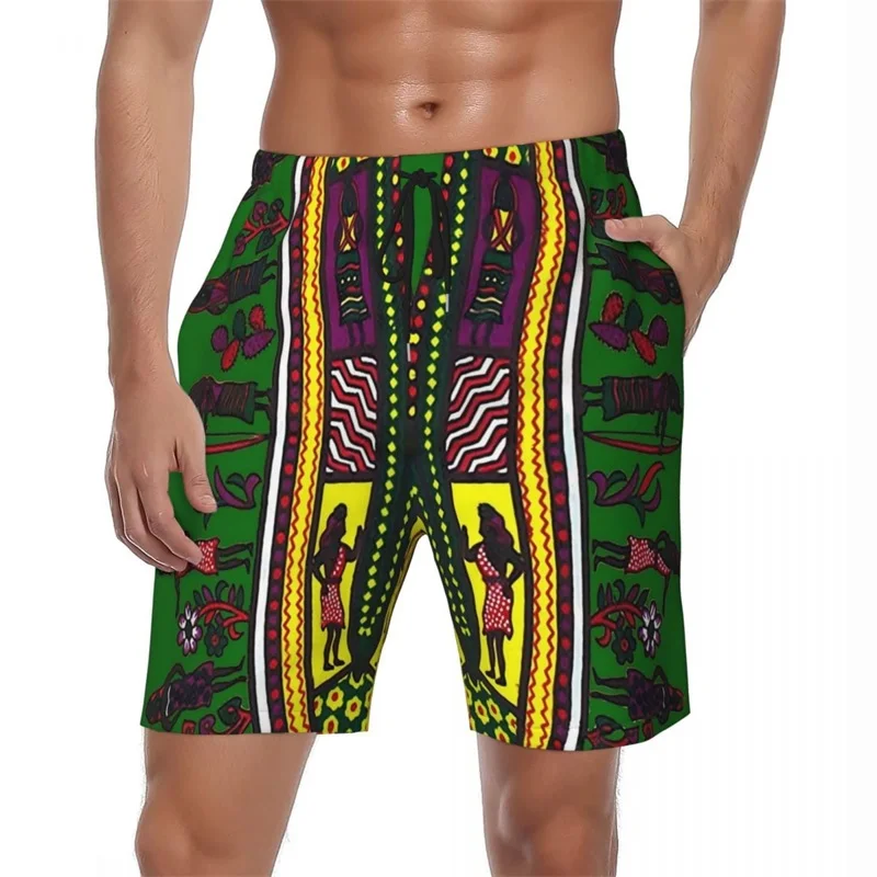 African Print Dashiki Board Beach Shorts Summer Breathable Running Surf Short Pants For Man Oversized Casual Short Hombre