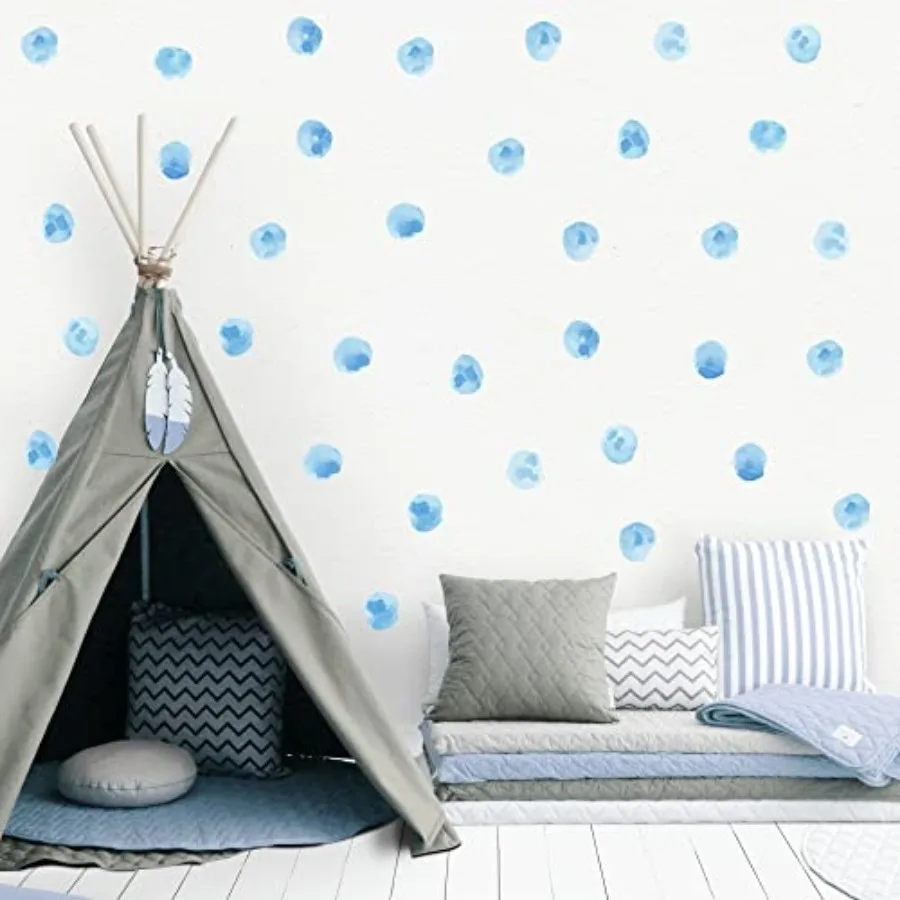 

72pcs 2.2'' Polka Dots Wall Decals Nursery Watercolor Wall Stickers for Removable Peel and Stick Waterproof Wall Art Decor for