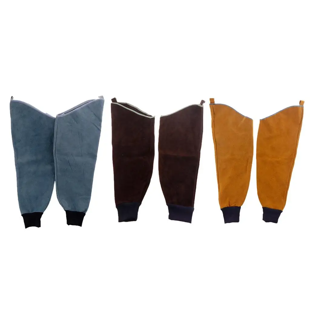 Leather Welding Arm Protection Sleeves Cowhide Split Flame Resistant Anti Scald Heat Proof Heavy Duty Work Arm Cover