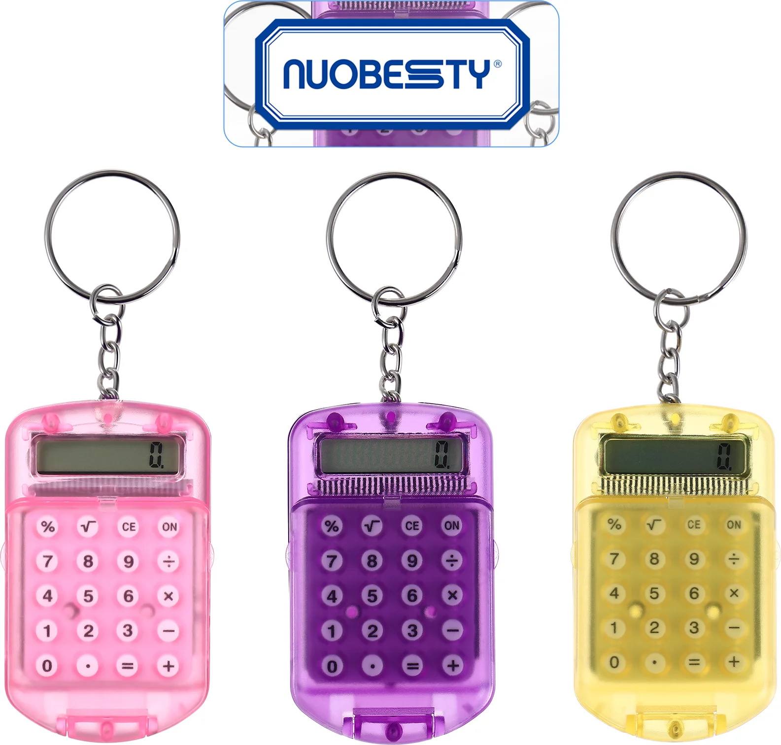 3 Pcs Student Calculator Keyring Portable Keychain Kids Big Button Pendant Tiny Nurse