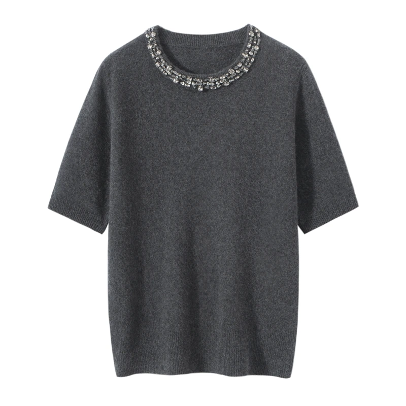 

Female O-Neck Fashion Basic Half Sleeve Sweater Comfy Soft Pullover Shiny Cashmere Knitwear Korean Fashion Clothing Tops