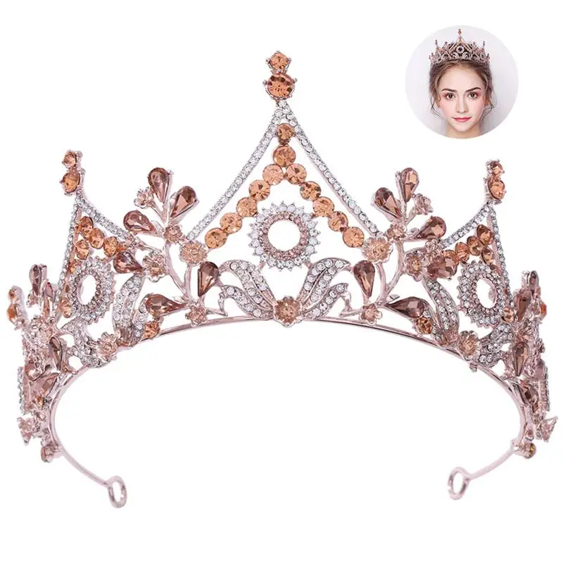 

Women Wedding Tiara Elegant Rhinestone Tall Princess Crown Bridal Party Tiara Tiaras Head Jewelry Hot Sale Bridal Accessories