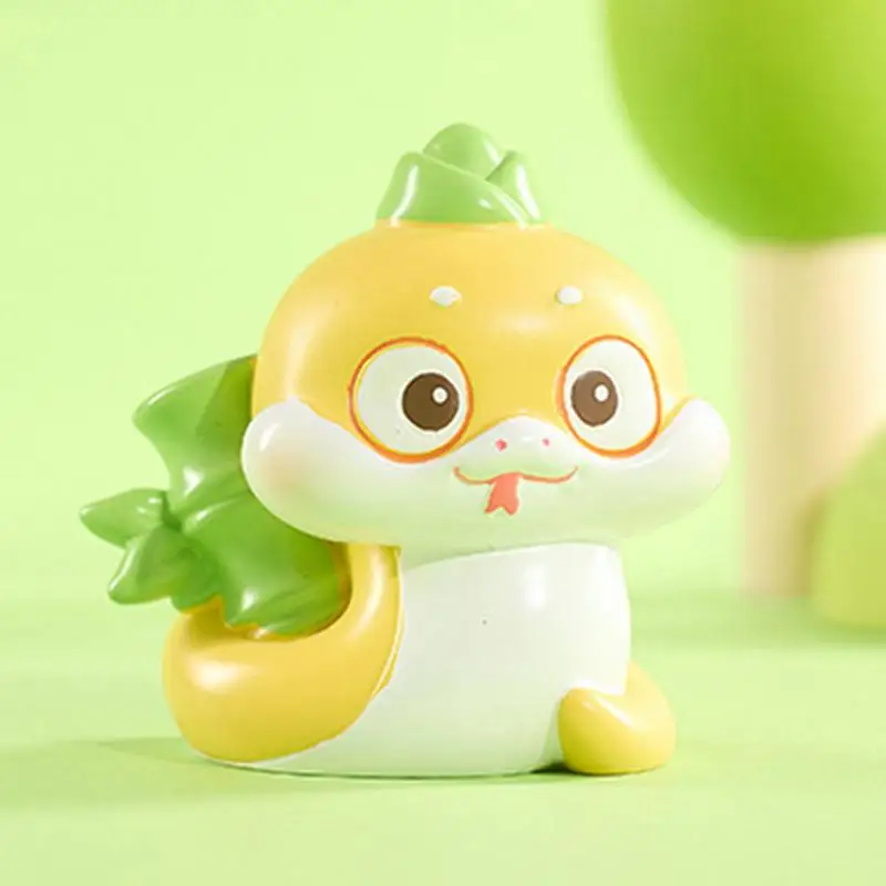 Chinese Cartoon Snake Figurine Cute Snake Home Decor Resin Chinese Snake Statues for Table Desk Tiny Animals Figures Landscape