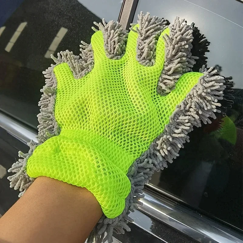 Microfiber Car Washing Gloves Cleaning Tool Car Detailing Dust Removal Mitts 5-Finger Wash Glove for Car Home Effective Clean