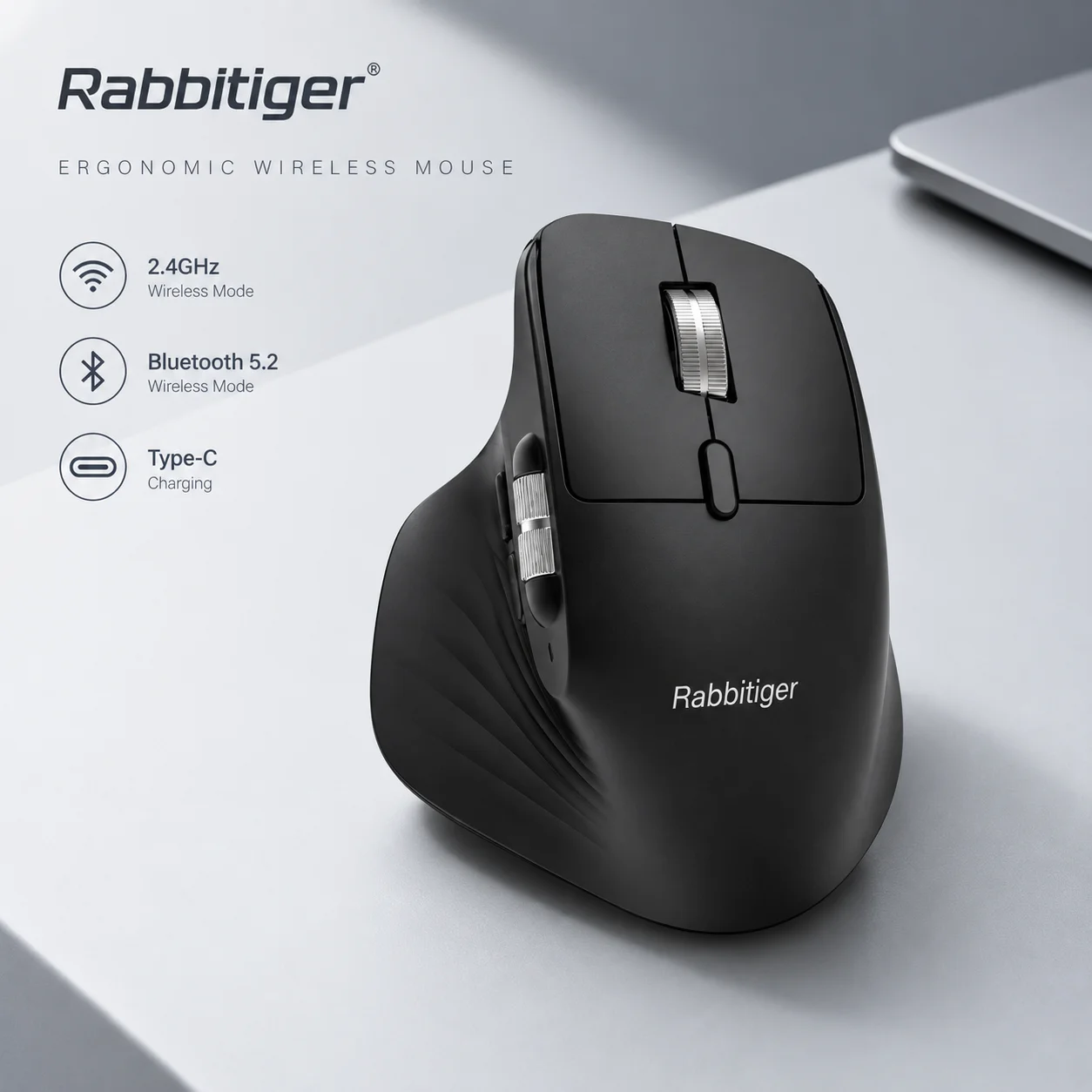2026 New Three-Mode E-Sports Mouse, Ergonomic Design Supports Three-Mode Connection And Multi-Device Switching, RGB Lighting.