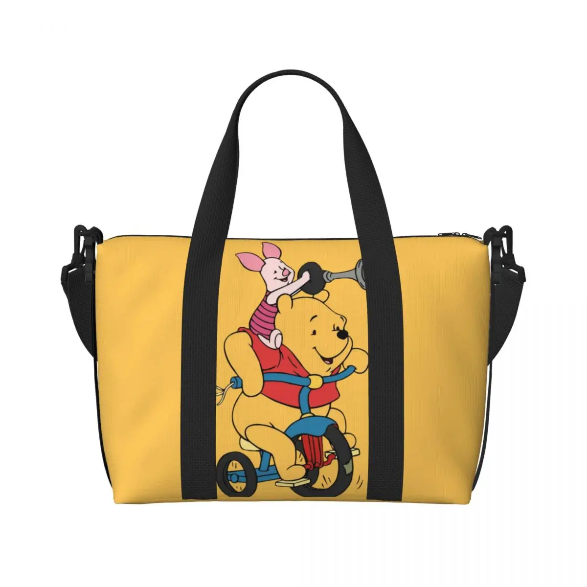 

Custom My Friends Cartoon T-Tigger Pooh Beach Tote Bag for Women Extra Large Gym Carry On Travel Shopping Bags