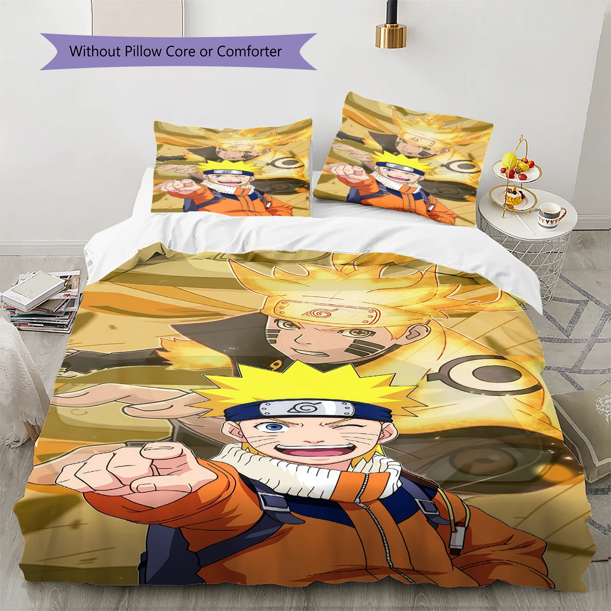 Funda nórdica suave y cómoda con dibujos animados de Naruto, regalo de ropa de cama para niños, tamaño varias opciones-HE70