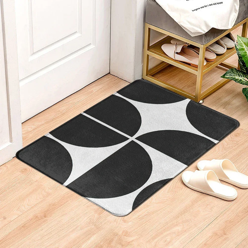 Geometric Abstract Anti Slip Bathroom Doormat Furry Carpet Floor Rug Bath Kitchen Living Room Entrance Door Mat for Bedroom