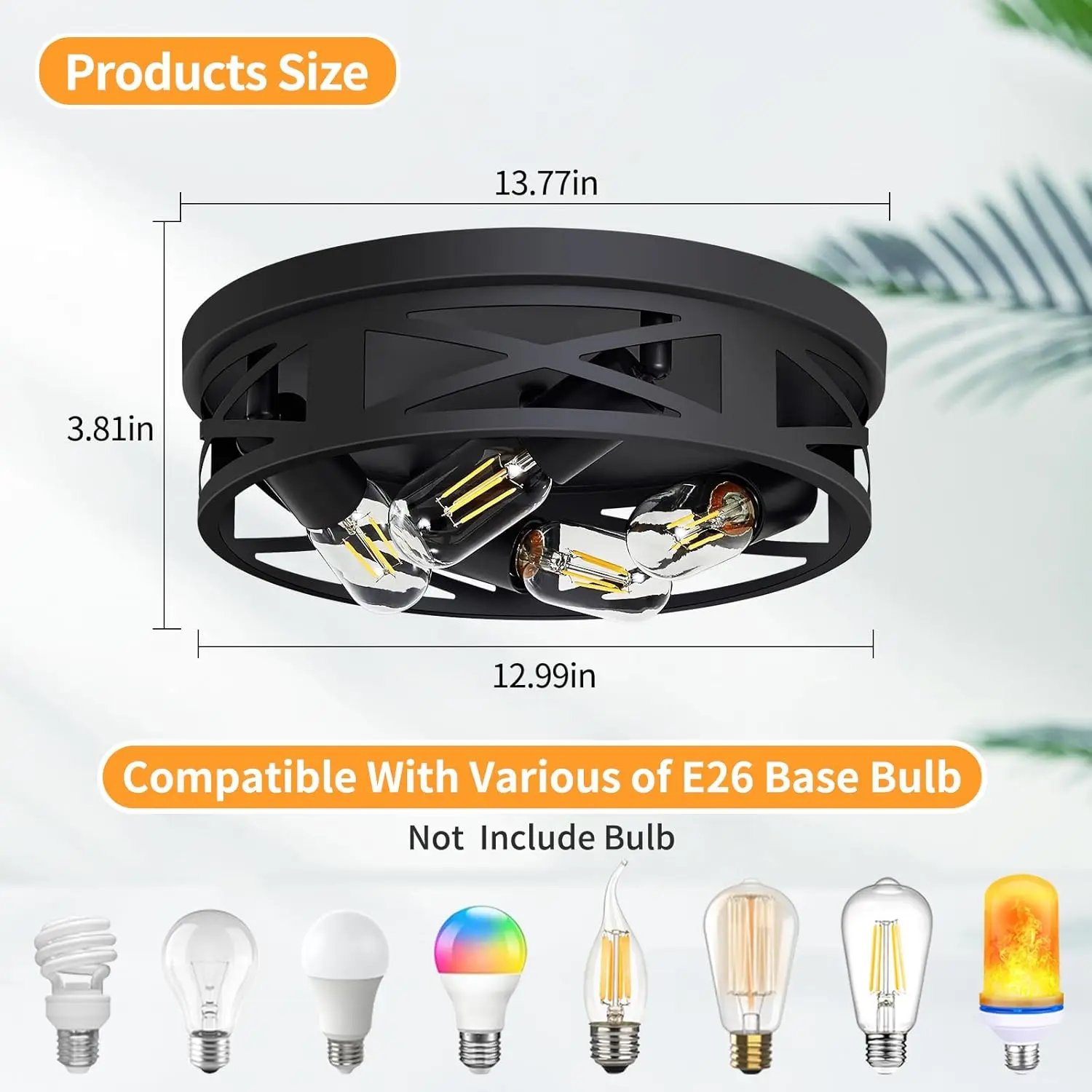 Lampu plafon Flush Mount, perlengkapan lampu 4 lampu untuk lorong, lampu Flush Mount hitam