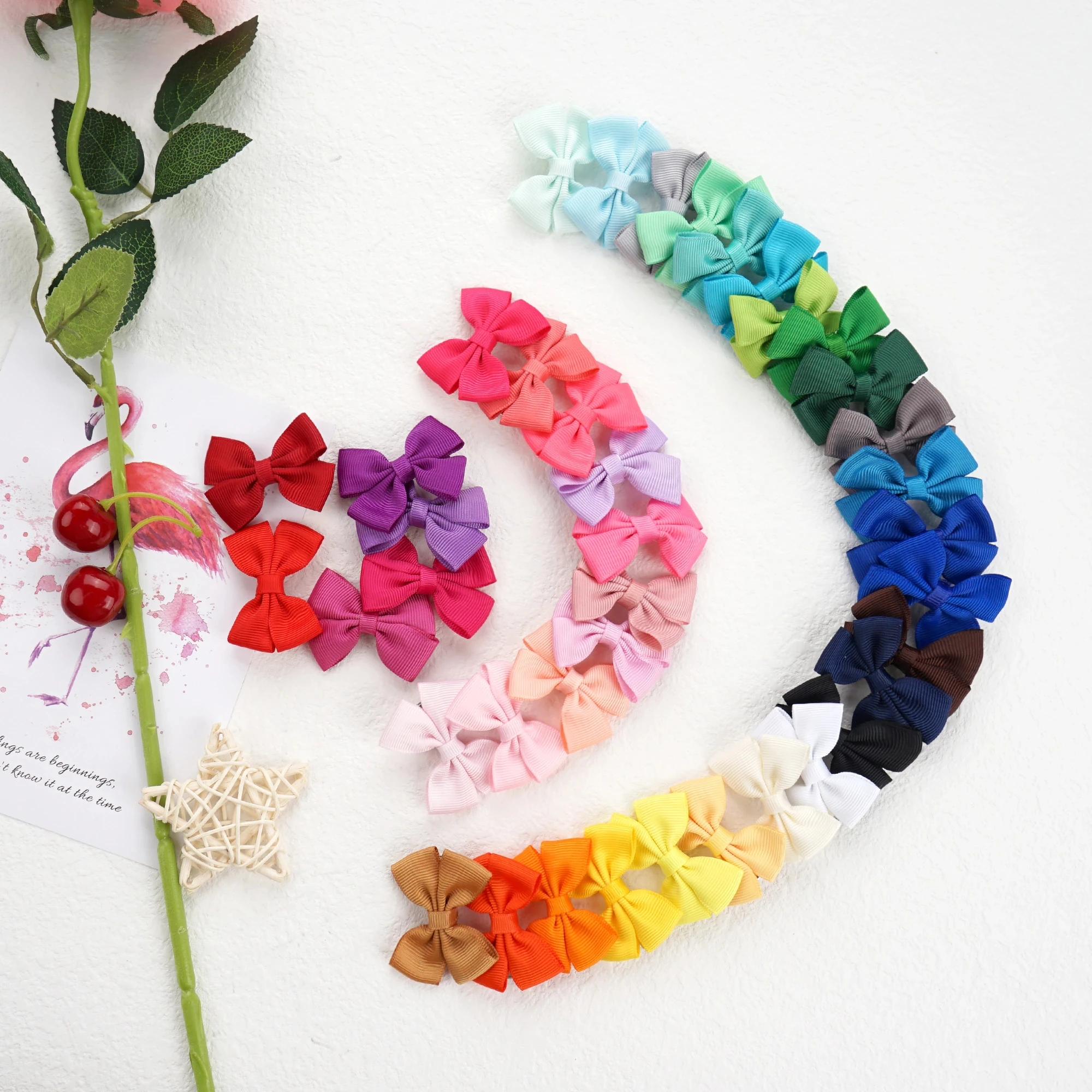 40pcs Solid Hair Bows Clips Baby Girls Kids Hair Clips Headwear Hair Accessories Gifts Wholesales