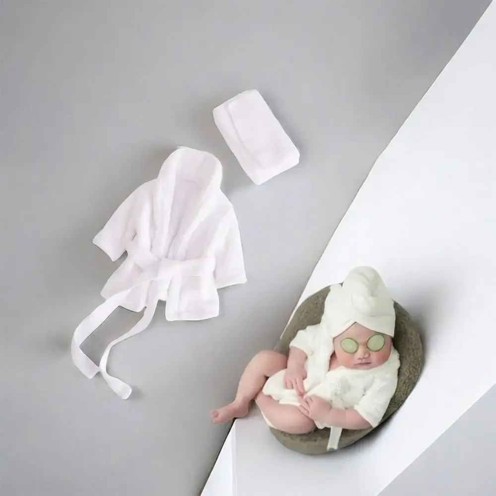 Photography Props Newborn Baby Bathrobes Slippers with Headband Photo Props Cucumber Bath Towel Outfit Photo Shoot Accessories