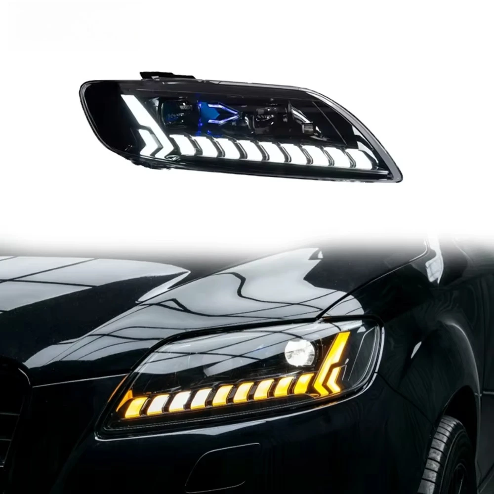 HETOP US Q7 Headlights 2006-2015 Single Color Upgrade Modified Car LED DRL Matrix Headlamp Plug and Play Accessories for Audi