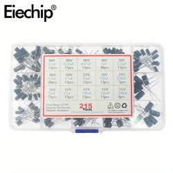 120/215 Pcs Electrolytic Capacitor Combination Kit 1uF-470uF/0.1uF-330uF 16v/25V/50 Valuminum Electrolytic Capacitor Set