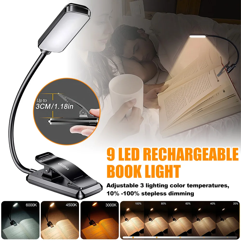 Rechargeable Book Light for Reading in Bed Night Lights for Readers Reading Lights for Book Portable & Adjustable Reading Lamp