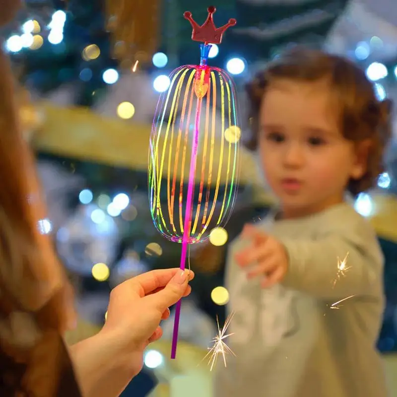 Varita mágica de burbujas con giro de Color para niños, juguete de burbujas de 10 piezas, divertido, LED, Flash, fiesta de cumpleaños al aire libre, regalo