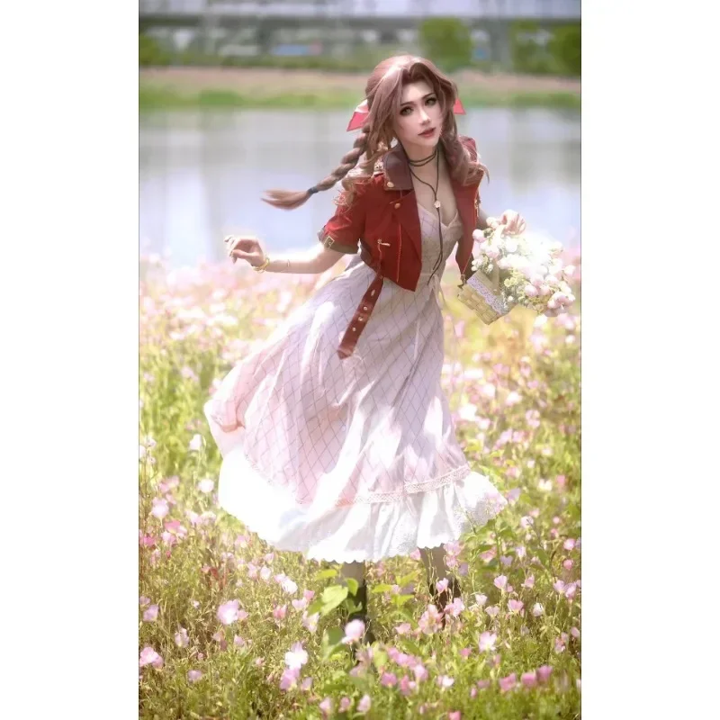 Aeriths Gainsborough Cosplay Finally Fantasy Game Christmas Costume Red Full Set Cool New Year Role Play Outfit Women Girls