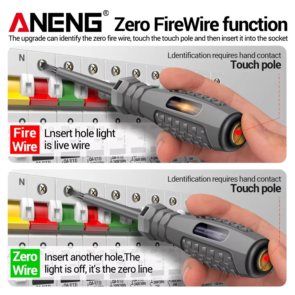 ANENG B04 Slotted/Phillips Screwdriver Non-Contact Insulated Tester Neon Bulb Indicator Meter Pocket Detector Pen Electrician To image 2