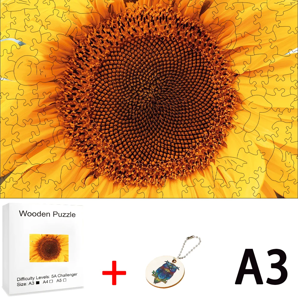 Rompecabezas de madera de girasol 3D para niños y adultos, rompecabezas de animales Montessori DIY, juguetes de cubo de inteligencia, juegos