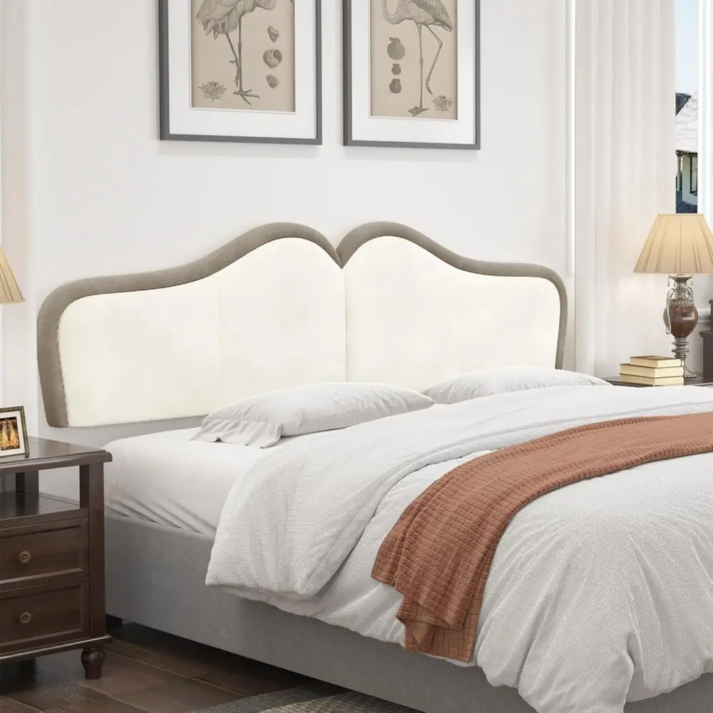 

Панели для кровати King Size, изголовья из велюровой ткани, настенные панели или изголовья для кровати (бежевый+кофейный, King Size)