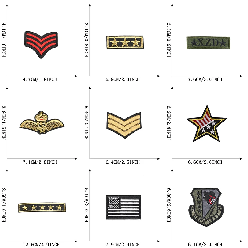 13 Stück Abzeichen-Patch zum Aufbügeln für Kleidung, Epaulet, bestickte Jacken, Nähen, Aufkleber-Set, DIY-Stoffe, Lot, thermischer Klebstoff, Mochila – Detail 3