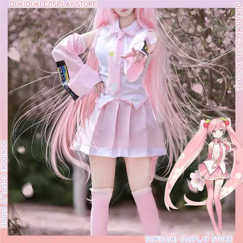 Printemps Sakura MIKU Cosplay Costume perruque rose cerise Hatsune MiKu JK jupe vêtements Anime chanteur virtuel tenue de fête Relo jouant