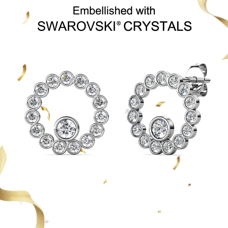 

Daisini геометрический дизайн, украшения для пирсинга ушей для женщин, стерлинговое серебро 925 пробы с кристаллами Сваровски, модные аксессуары для ушей