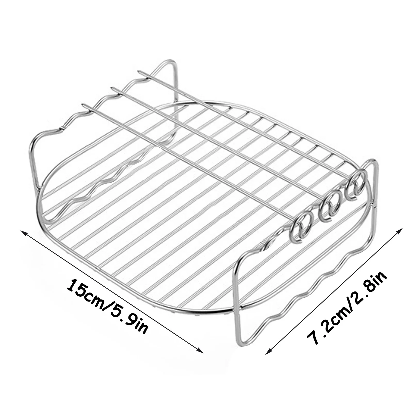 Stainless Steel Airfryers Double Layer Rack Versatile Round Roasting Rack Grill Rack With Skewers Baking Tray AirFryers Holder