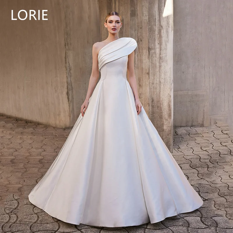 

LORIE Luxury A-line One Shoulder vestidos de novia Wedding Dress Sleeveless Bridal Gowns Strapless Wedding Gown Customized 2025