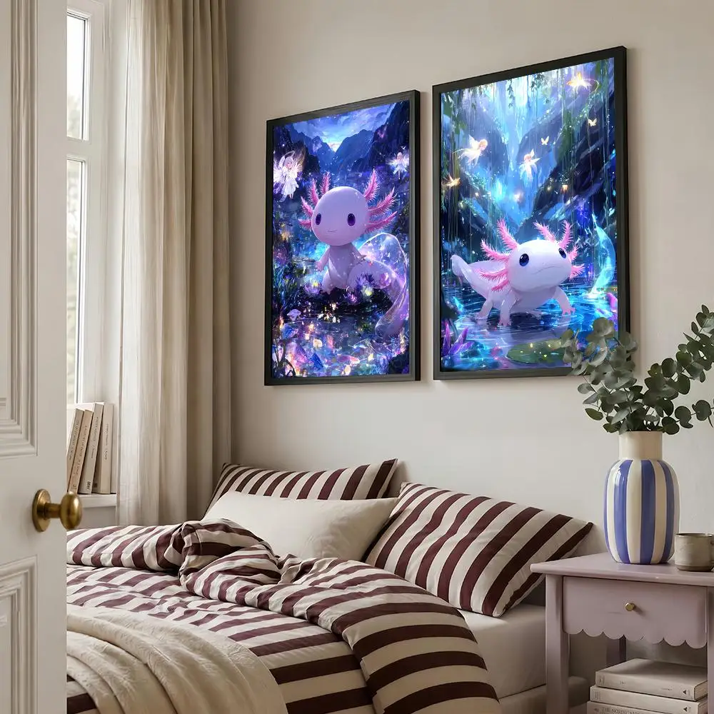 Modern Colourful Axolotl Salamander Poster Living Room Bedroom Bar Cafes Wall Home Decoration Gifts