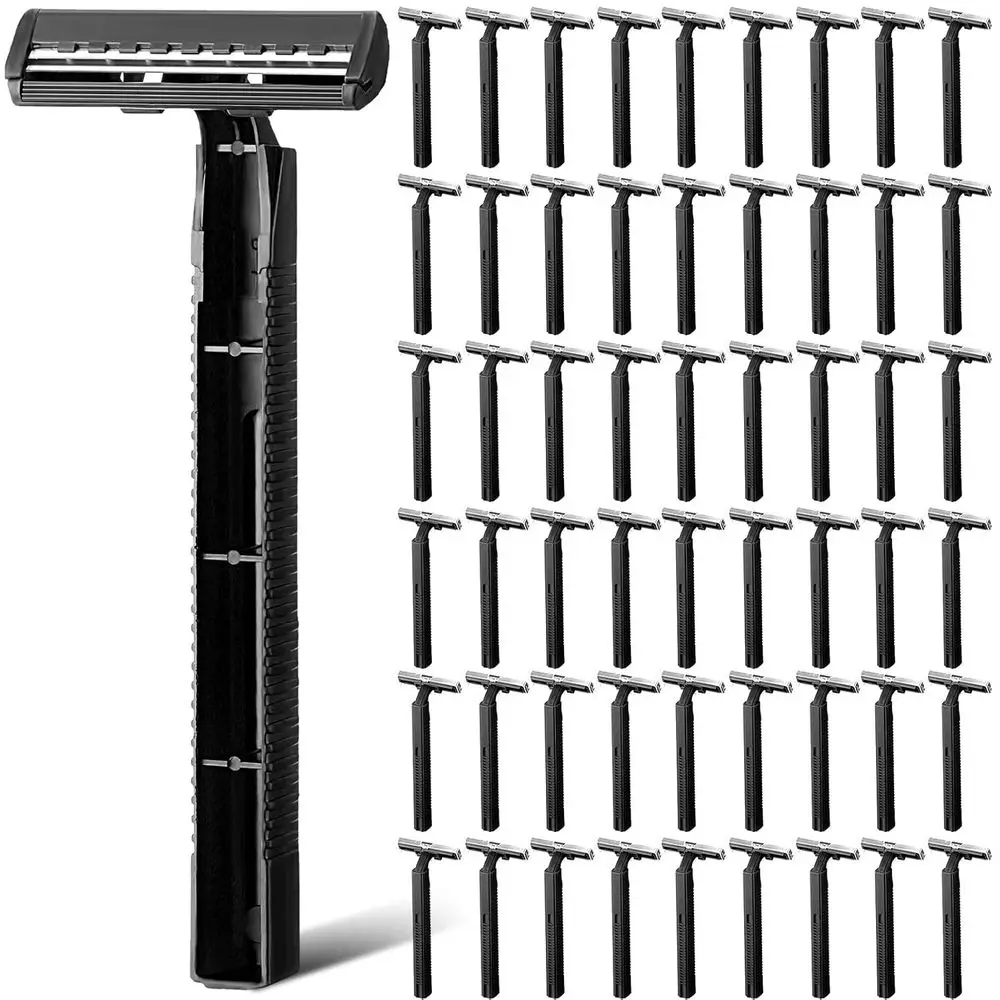 

500 Pack Disposable Twin Blade Razors for Men, Safe and Portable, Ideal for Travel or Home Use (Black)