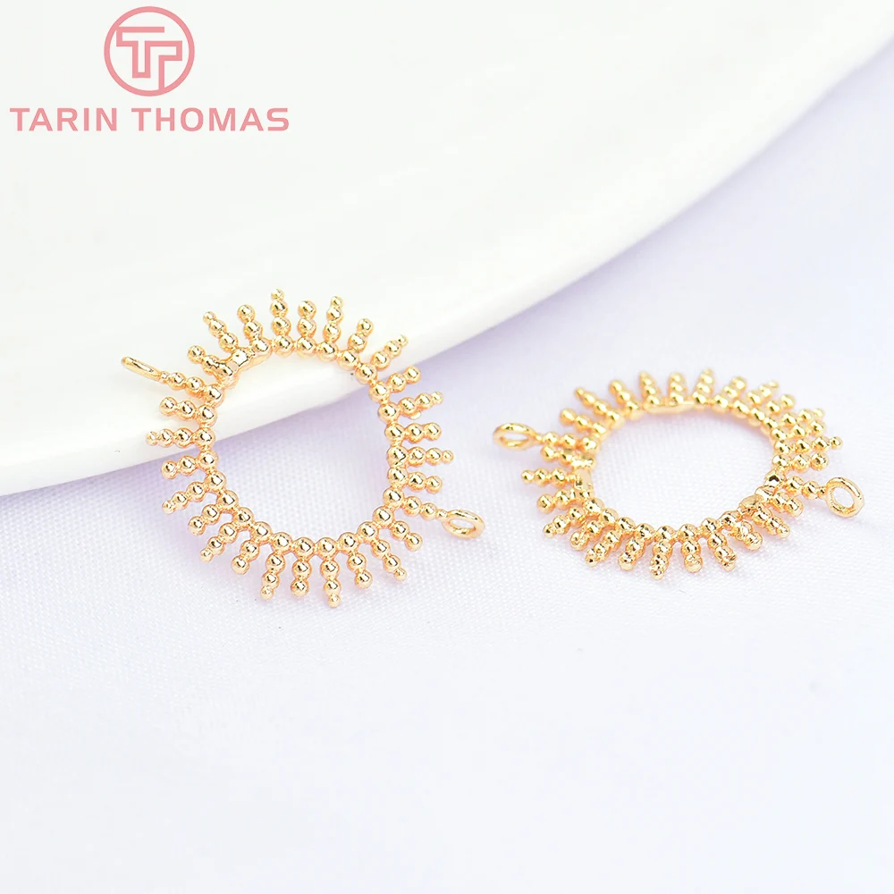 

(5659)10PCS 15MM 24K Gold Color Brass Sun Flower Double Holes Charms Pendants High Quality DIY Jewelry Making Findings Wholesale