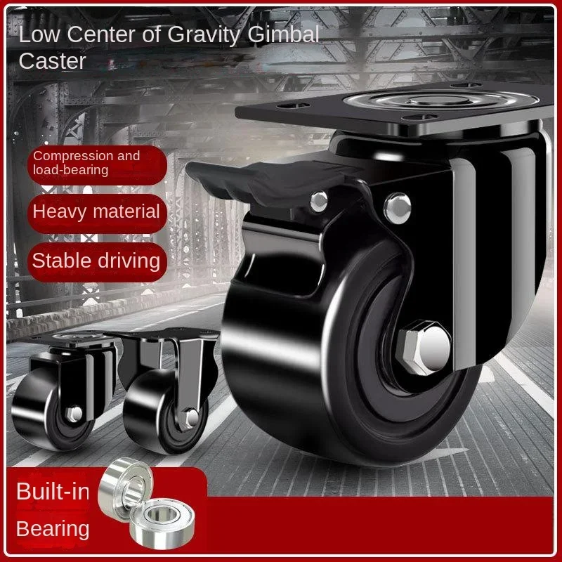 4 Pcs 1.5/2 Inch Heavy Duty Nylon Casters - Dual Brake & Bearings, Low-profile, High Load Capacity